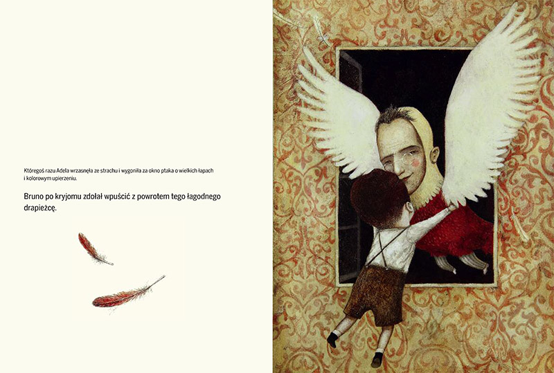 Rozkładówka z książki "Bruno, chłopiec, który nauczył się latać", 2016, fot. wydawnictwo Format